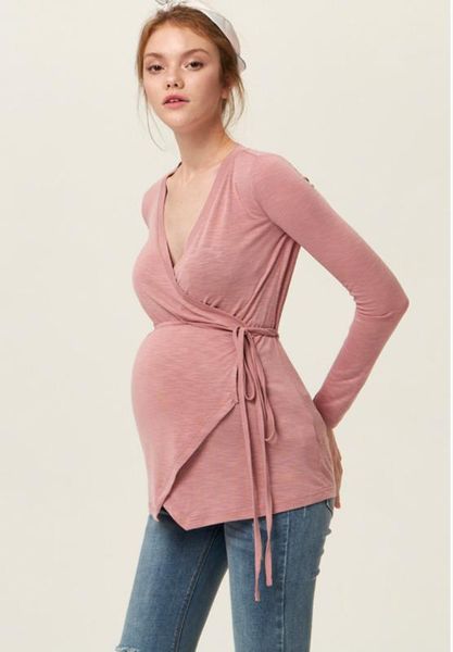 maternity nursing plisse wrap with v neck long sleeve knitted elasticity in dusty pink, White
maternity nursing plisse wrap with v neck long sleeve knitted elasticity in dusty pink, White