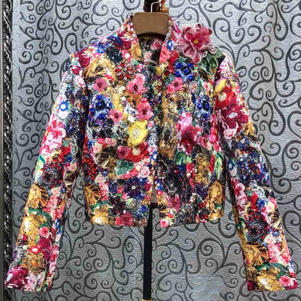 red roosarosee dsigner autumn jacket for women long sleeve gorgeous diamonds 3d flower applique print elegant party coat top, Black;brown 
red roosarosee dsigner autumn jacket for women long sleeve gorgeous diamonds 3d flower applique print elegant party coat top, Black;brown