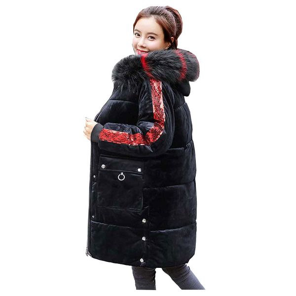 women oversize fur coat hooded velvet winter down coat jacket thick warm cotton padded wadded parkas wind breaker sleeves, Black
women oversize fur coat hooded velvet winter down coat jacket thick warm cotton padded wadded parkas wind breaker sleeves, Black