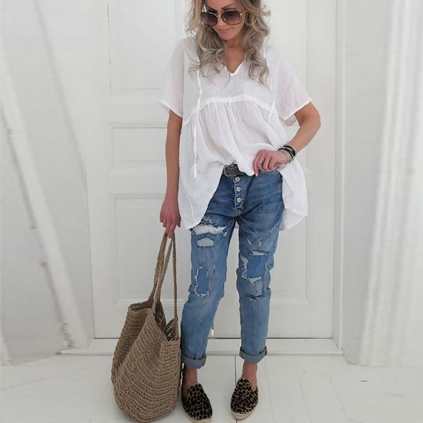 new fashion summer women's blouses short sleeve q-neck solid blouse shirts harajuku women blusas casual blusas feminina, White
new fashion summer women's blouses short sleeve q-neck solid blouse shirts harajuku women blusas casual blusas feminina, White