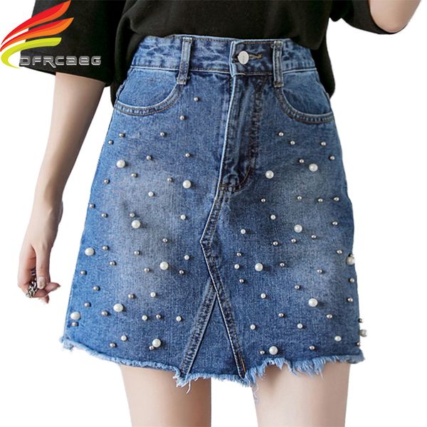 high waist denim skirt women 2019 summer new arrivals jean skirts with pearls beading blue and sky blue a line mini jupe femme, Black
high waist denim skirt women 2019 summer new arrivals jean skirts with pearls beading blue and sky blue a line mini jupe femme, Black