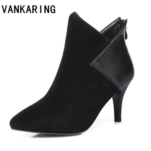 vankaring shoes 2019 new autumn winter women ankle boots thick high heels pointed toe black zipper genuine leather riding boots
vankaring shoes 2019 new autumn winter women ankle boots thick high heels pointed toe black zipper genuine leather riding boots
