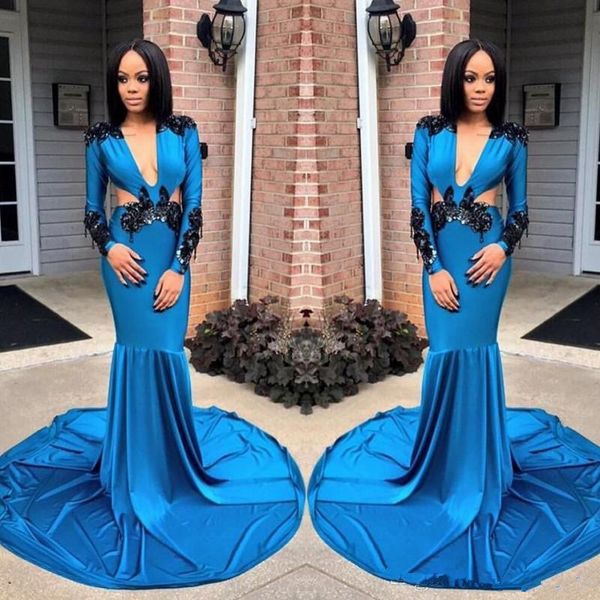 blue deep v neck prom dresses south african mermaid evening gowns long sleeves sweep train cocktail party dress vestidos de festa, Black
blue deep v neck prom dresses south african mermaid evening gowns long sleeves sweep train cocktail party dress vestidos de festa, Black