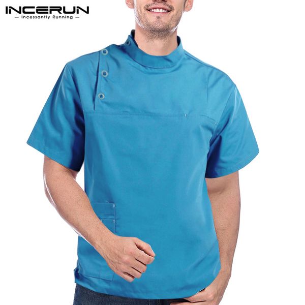incerun men shirt solid stand collar kitchen chef uniform button short sleeve mens workwear costumes breathable s-5xl, White;black
incerun men shirt solid stand collar kitchen chef uniform button short sleeve mens workwear costumes breathable s-5xl, White;black