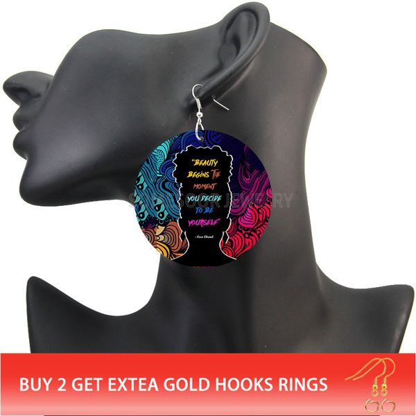somesoor #powerful black sayings afro natural hair wooden drop earrings both sides print african wood jewelry for women gifts, Silver
somesoor #powerful black sayings afro natural hair wooden drop earrings both sides print african wood jewelry for women gifts, Silver
