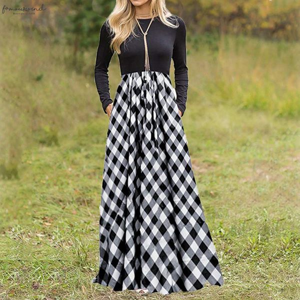 womens plaid dress ladies causal long sleeve empire waist full length maxi dress with pockets vestidos verano new, Black;gray
womens plaid dress ladies causal long sleeve empire waist full length maxi dress with pockets vestidos verano new, Black;gray