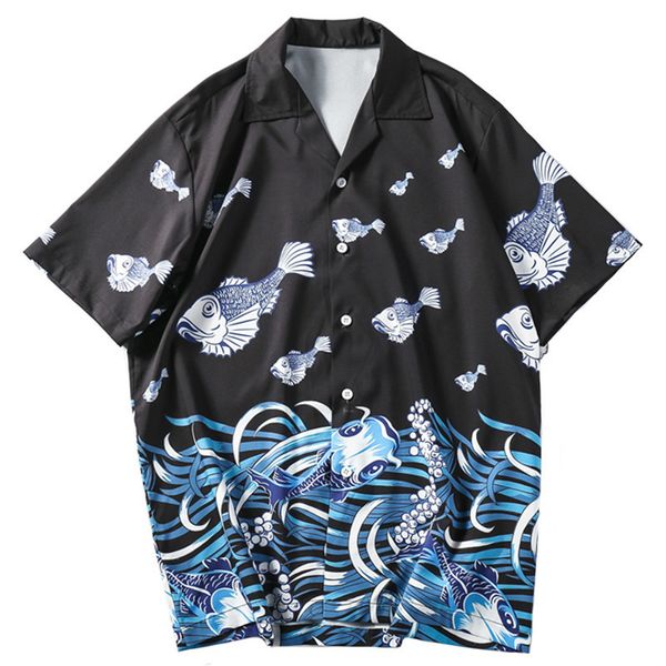 brand designer harajuku japanese shirt streetwear fish print hawaiian shirt summer shirt short sleeve, White;black
brand designer harajuku japanese shirt streetwear fish print hawaiian shirt summer shirt short sleeve, White;black