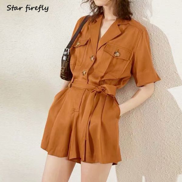 star firefly women jumpsuit short sleeve loose tie waist tooling jumpsuit shorts, Black;white
star firefly women jumpsuit short sleeve loose tie waist tooling jumpsuit shorts, Black;white
