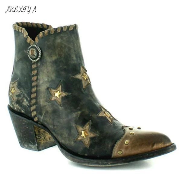 akexiya 2019 ankle boots women winter boots pu leather women rivets stars fashion western cowboy ladies warm, Black
akexiya 2019 ankle boots women winter boots pu leather women rivets stars fashion western cowboy ladies warm, Black