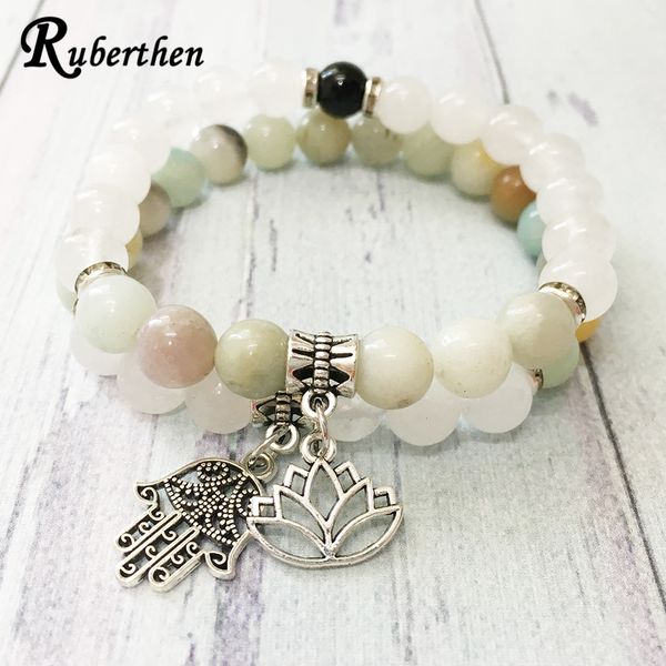 ruberthen 2019 new arrivals design bracelet set lotus hamsa charm bracelet for women amazonite snow quart z, Black
ruberthen 2019 new arrivals design bracelet set lotus hamsa charm bracelet for women amazonite snow quart z, Black