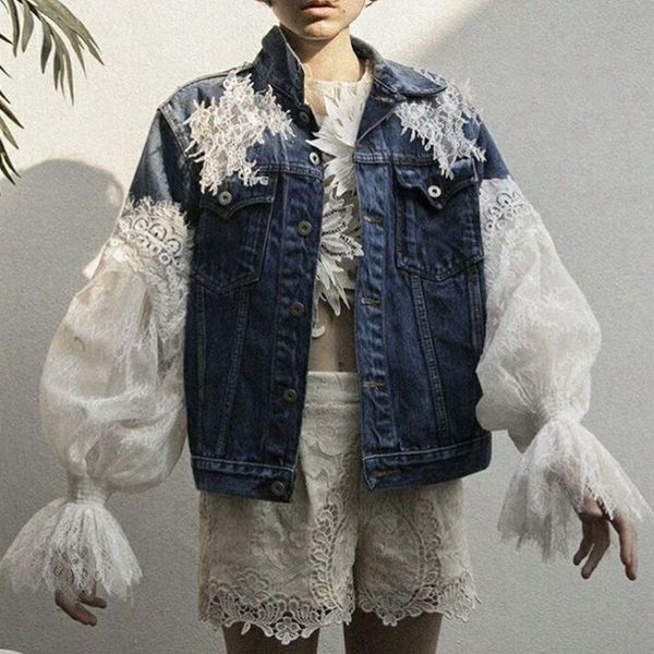 2019 autumn fashion flower lace patchwork jacket for women lapel collar puff sleeve streetwear denim coat, Black;brown
2019 autumn fashion flower lace patchwork jacket for women lapel collar puff sleeve streetwear denim coat, Black;brown