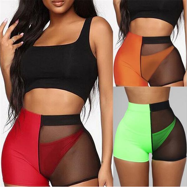women sport shorts mesh patchwork design see through shorts fashion mid waist elastic hip ladies streetwear, White;black
women sport shorts mesh patchwork design see through shorts fashion mid waist elastic hip ladies streetwear, White;black