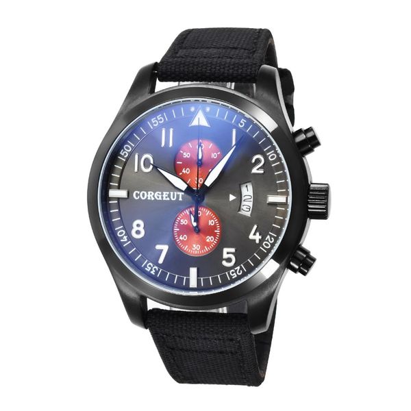 corgeut 46mm men watch black red dial black pvd stainless steel case style full chronograph, Slivery;brown
corgeut 46mm men watch black red dial black pvd stainless steel case style full chronograph, Slivery;brown