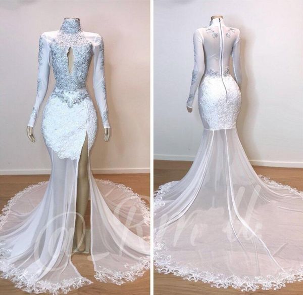 split side evening dresses high neck lace appliques hollow out long sleeves mermaid prom dress long see through cocktail party gowns, Black;red
split side evening dresses high neck lace appliques hollow out long sleeves mermaid prom dress long see through cocktail party gowns, Black;red
