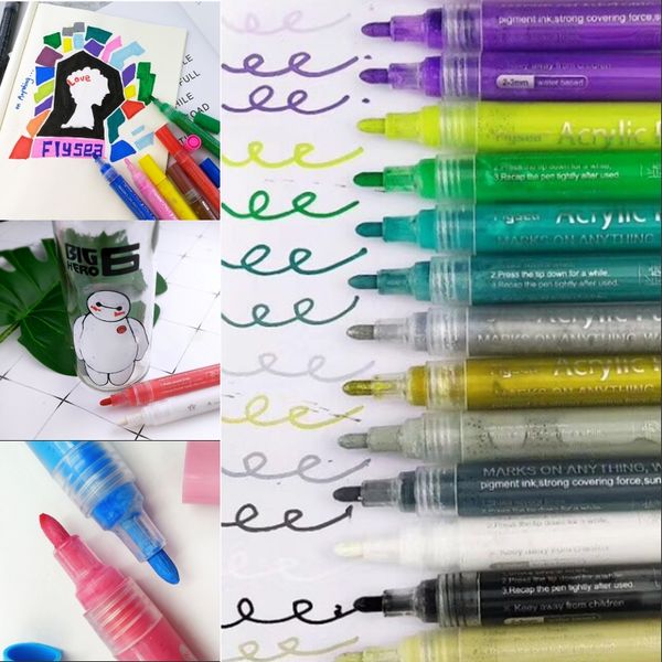 Creative Acrylic Markers Pens Highlighter Waterproof Hand Diy Paint Art Markers Painting Fashion For For Art Design School Supplies