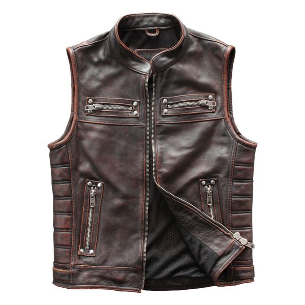 2020 vintage brown men motorcycle leather vest plus size 4xl genuine cowhide spring slim fit biker's natural vest ing, Black
2020 vintage brown men motorcycle leather vest plus size 4xl genuine cowhide spring slim fit biker's natural vest ing, Black