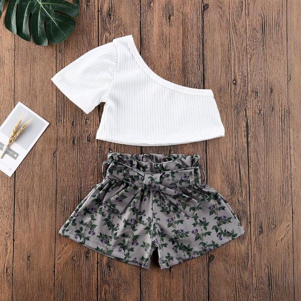new toddler baby clothes sets girl one shoulder t-shirt girl flowers print pants kids outfit, White
new toddler baby clothes sets girl one shoulder t-shirt girl flowers print pants kids outfit, White