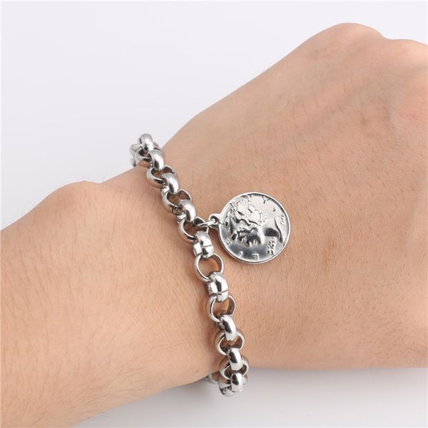 stainless steel bracelet couple ladies punk hip hop round custom stainless steel bracelet pulsera pombre women's men's, Black
stainless steel bracelet couple ladies punk hip hop round custom stainless steel bracelet pulsera pombre women's men's, Black