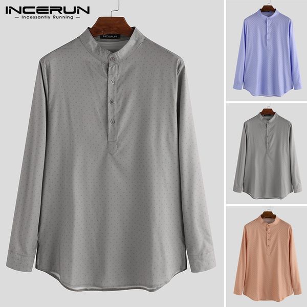 incerun men dress shirt polka dot print brand long sleeve streetwear business casual shirts men 2020 fashion stand collar camisa, White;black
incerun men dress shirt polka dot print brand long sleeve streetwear business casual shirts men 2020 fashion stand collar camisa, White;black
