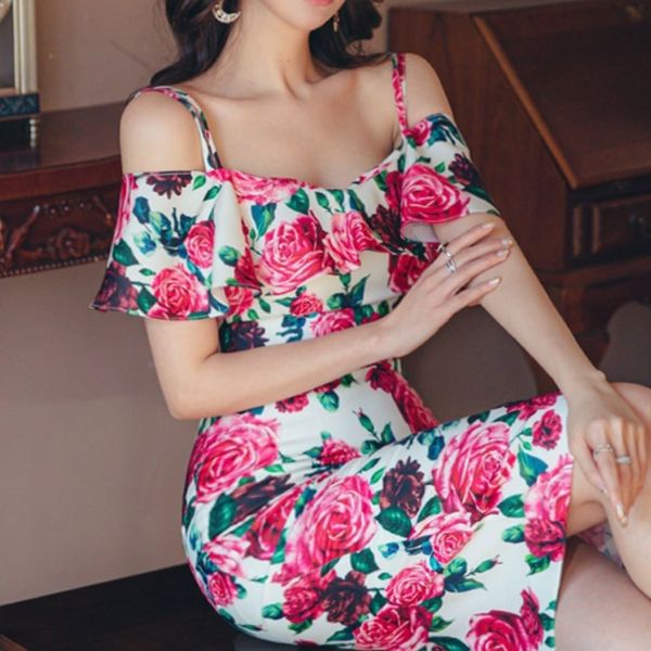 han edition printed package hip aristocratic temperament ruffled skirt with shoulder-straps cultivate morality dress, Red;yellow
han edition printed package hip aristocratic temperament ruffled skirt with shoulder-straps cultivate morality dress, Red;yellow