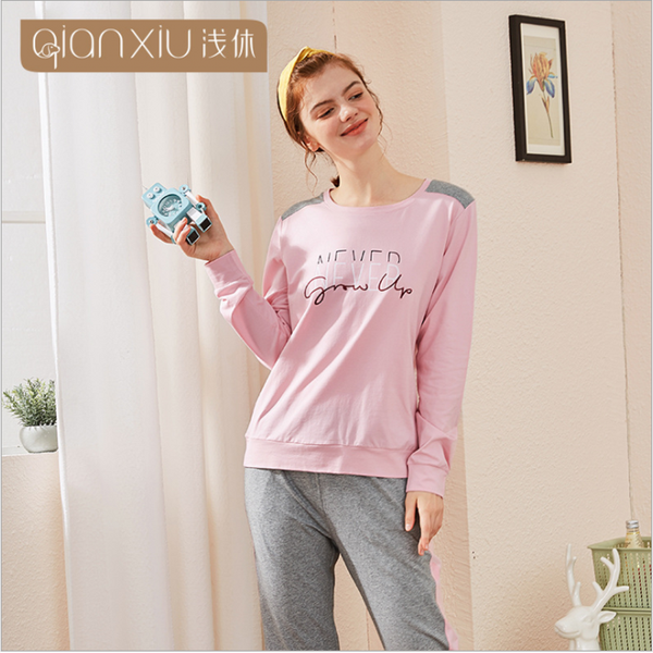 2020 spring home pijamas female casual pajama sets ladies cotton sleepwear suit women long sleeve o-neck collar t shirt & pants, Black;red
2020 spring home pijamas female casual pajama sets ladies cotton sleepwear suit women long sleeve o-neck collar t shirt & pants, Black;red