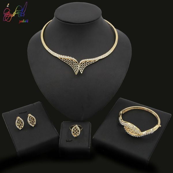 yulaili 2019 new austria crystal turkey women 18k gold necklace stud earrings bracelet ring nigerian wedding bridal jewelry sets, Black
yulaili 2019 new austria crystal turkey women 18k gold necklace stud earrings bracelet ring nigerian wedding bridal jewelry sets, Black