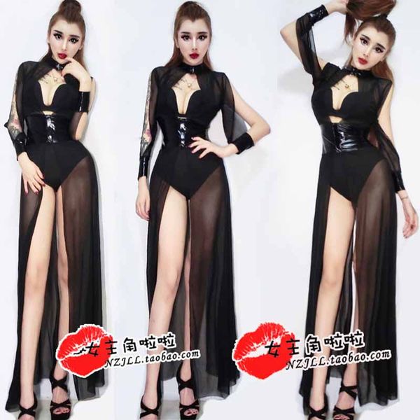 nightclub bar female singer ds costumes stage performance costume jazz dance black openwork yarn long skirt plus shorts dq11274, Black;red
nightclub bar female singer ds costumes stage performance costume jazz dance black openwork yarn long skirt plus shorts dq11274, Black;red