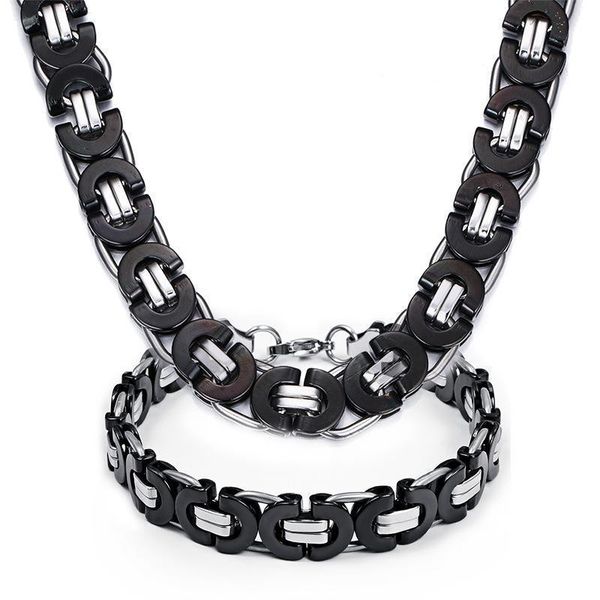 new jewelry gift for men silver black color stainless steel 11mm byzantine chain necklace bracelet set handmade style
new jewelry gift for men silver black color stainless steel 11mm byzantine chain necklace bracelet set handmade style