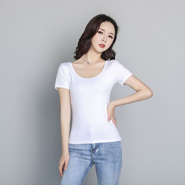 short-sleeved t- female 2020 student slim pure t- shirt cotton double u-collar base shirt all-match fashion, White
short-sleeved t- female 2020 student slim pure t- shirt cotton double u-collar base shirt all-match fashion, White