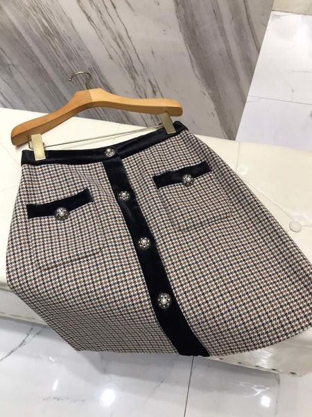 luxury classic women plaid wool skirt female casual a-line skirt gdnz 2.14, Black 
luxury classic women plaid wool skirt female casual a-line skirt gdnz 2.14, Black