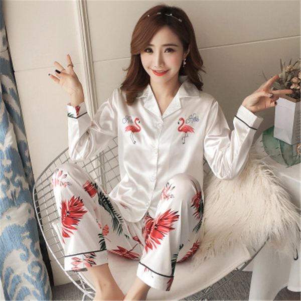 july's song women's faux silk satin pajamas set sleepwear pajamas long sleeves suit female sleep two piece set lounge plus size, Blue;gray
july's song women's faux silk satin pajamas set sleepwear pajamas long sleeves suit female sleep two piece set lounge plus size, Blue;gray