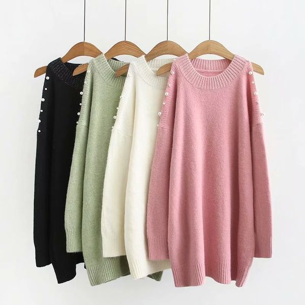 plus size casual essential sweaters 2019 autumn women fashion loose long sleeve bead off-the-shoulder knitting pullovers k6-1971, White;black
plus size casual essential sweaters 2019 autumn women fashion loose long sleeve bead off-the-shoulder knitting pullovers k6-1971, White;black