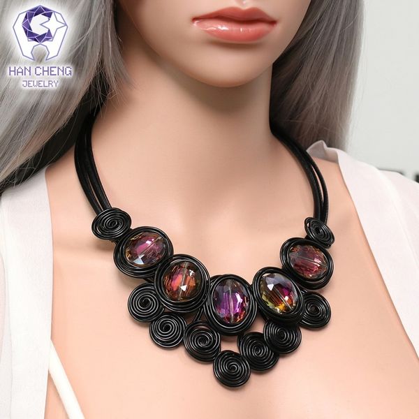 fashion-hancheng new fashion handmade leather rope gem stone crystal statement choker necklace women necklaces & pendants jewelry bijoux, Silver
fashion-hancheng new fashion handmade leather rope gem stone crystal statement choker necklace women necklaces & pendants jewelry bijoux, Silver