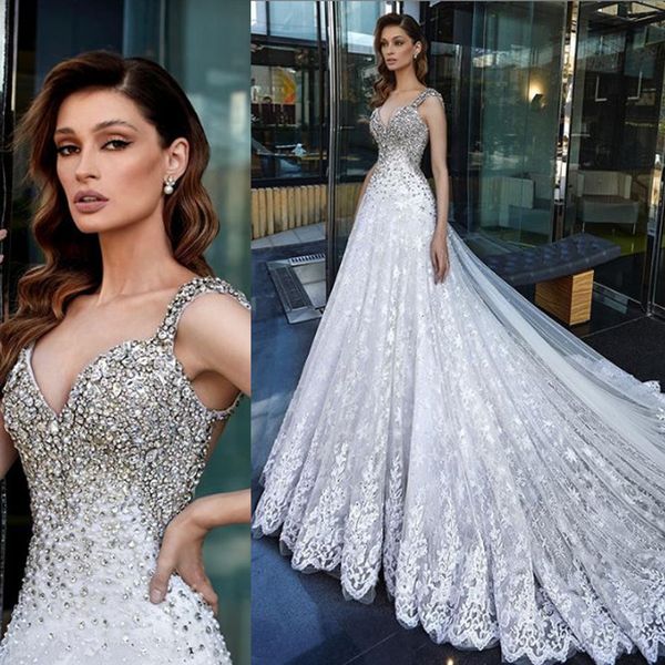crystal beaded wedding dresses arabic dubai bridal gowns with long train vestido de novia robe de mariee, White
crystal beaded wedding dresses arabic dubai bridal gowns with long train vestido de novia robe de mariee, White