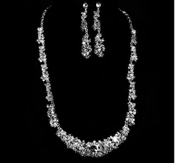 classic bridal necklace set ornament rhinestone necklace earrings two piece set, Silver
classic bridal necklace set ornament rhinestone necklace earrings two piece set, Silver