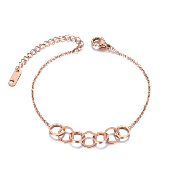 titanium stainless steel bohemia 7 circle charm bracelets for women girls rose gold chain & link bracelet jewelry b19115, Black 
titanium stainless steel bohemia 7 circle charm bracelets for women girls rose gold chain & link bracelet jewelry b19115, Black