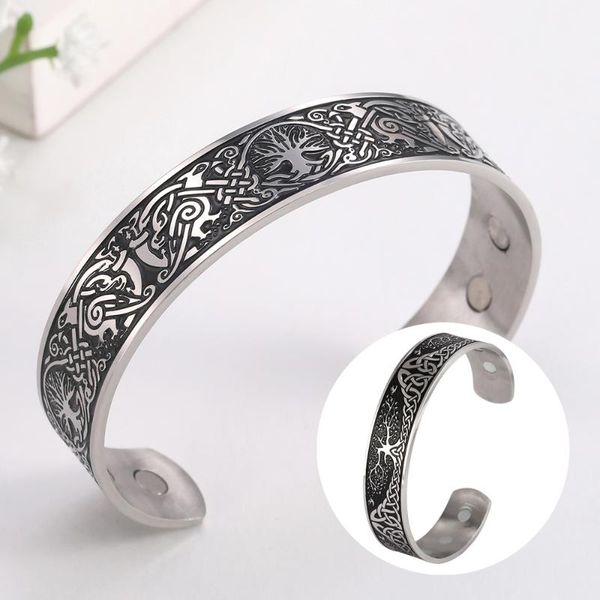 viking wicca tree of life triquetra gift for man supernatural talisman amulet health magnet stainless steel bangle bracelet, Black
viking wicca tree of life triquetra gift for man supernatural talisman amulet health magnet stainless steel bangle bracelet, Black