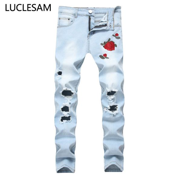 rose embroidery ripped jeans men with big holes casual elastic black blue pencil pants new fashion straight jeans for men 42
rose embroidery ripped jeans men with big holes casual elastic black blue pencil pants new fashion straight jeans for men 42