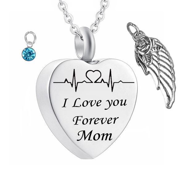 i love you forever mom birthstone ashes heart pendant memorial urn necklace angel wing stainless steel waterproof cremation jewelry, Silver
i love you forever mom birthstone ashes heart pendant memorial urn necklace angel wing stainless steel waterproof cremation jewelry, Silver