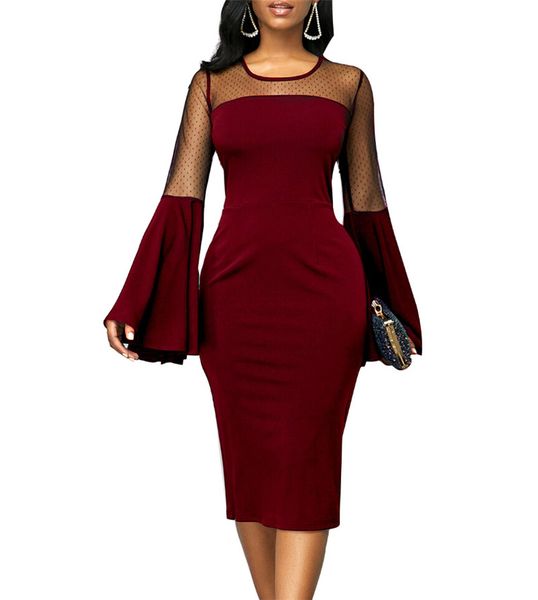 mesh spliced flare long sleeve dress women slim bodycon ol business office formal party pencil dresses black wine red, Black;gray
mesh spliced flare long sleeve dress women slim bodycon ol business office formal party pencil dresses black wine red, Black;gray