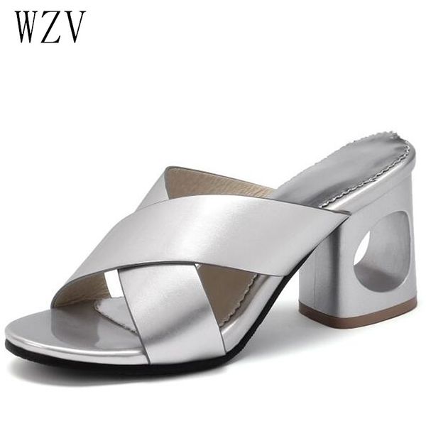 new women sandals genuine leather fretwork heels thick high-heeled open toe women slippers open toe slides for h298, Black
new women sandals genuine leather fretwork heels thick high-heeled open toe women slippers open toe slides for h298, Black