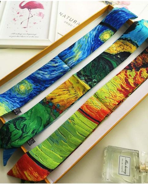 classic skinny scarf gogh oil painting fashion women silk scarf small handle bag ribbons female head scarves&wraps b85, Blue;gray
classic skinny scarf gogh oil painting fashion women silk scarf small handle bag ribbons female head scarves&wraps b85, Blue;gray
