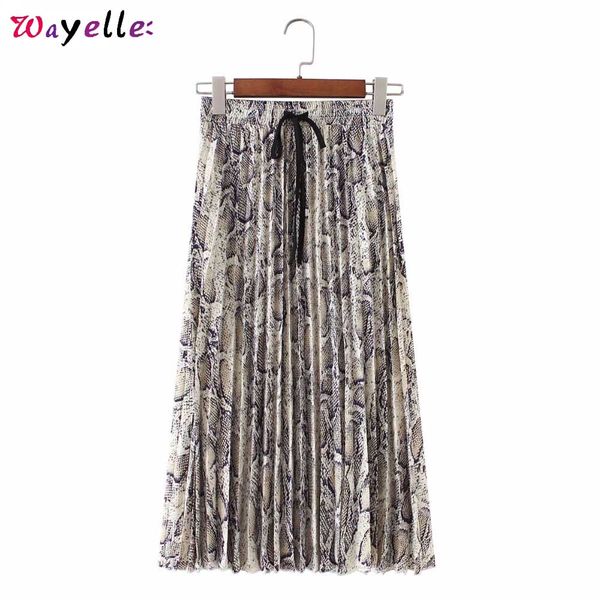 women stylish snake long skirt print pleated drawstring faldas mujer moda 2019 tie elastic waist ladies casual mid calf skirts, Black
women stylish snake long skirt print pleated drawstring faldas mujer moda 2019 tie elastic waist ladies casual mid calf skirts, Black