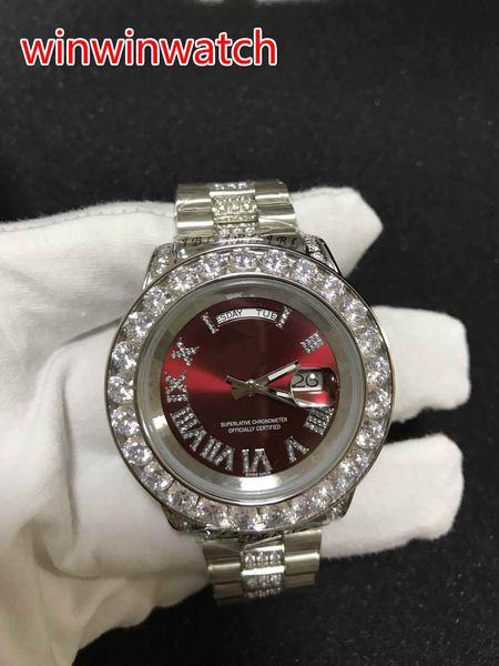 big diamond men's watches silver stainless steel multi-color dial work smooth sweeping hands automatic diamond watch 43mm, Slivery;brown
big diamond men's watches silver stainless steel multi-color dial work smooth sweeping hands automatic diamond watch 43mm, Slivery;brown