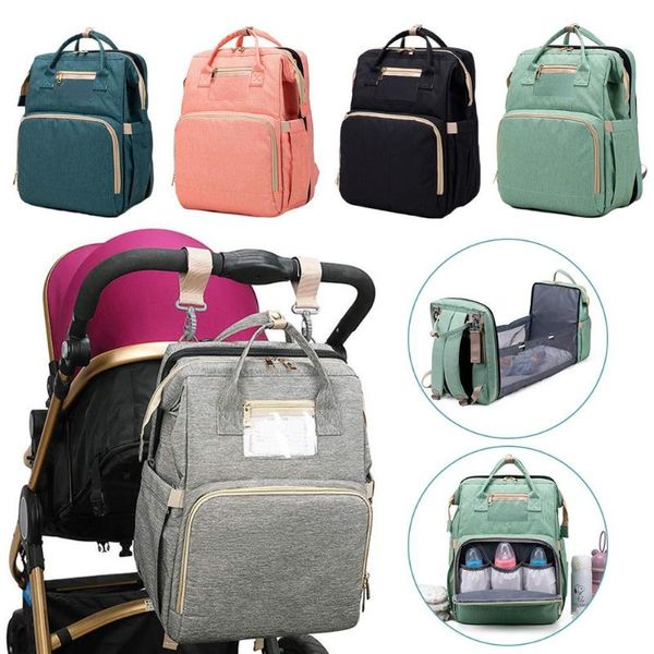 3-in-1 Portable Diaper Bag Baby Travel Backapack Baby Bed Diaper Changing Table Pads For Mom Dad