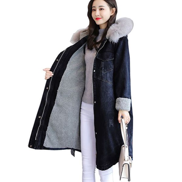 new winter denim jacket for women hooded thick lambs wool long jackets women coat korean style plus size 3xl fashion cotton coat, Black
new winter denim jacket for women hooded thick lambs wool long jackets women coat korean style plus size 3xl fashion cotton coat, Black