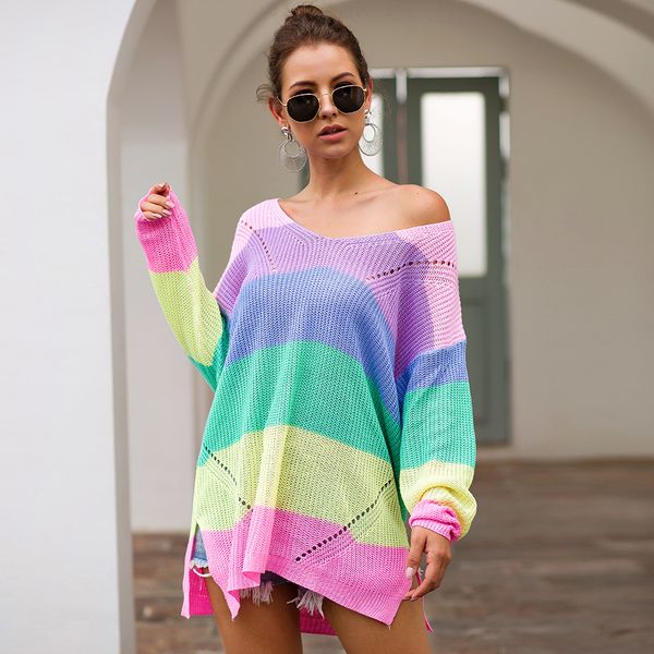 oversize rainbow sweater women's casual plus size multicolor knitted sweater autumn winter 2019 pullovers loose female jumpers, White;black
oversize rainbow sweater women's casual plus size multicolor knitted sweater autumn winter 2019 pullovers loose female jumpers, White;black