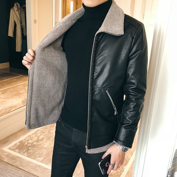 brand leather jacket men winter motorcycle jackets coats turn down collar male bomber jackets warm pu clothes fleece, Black
brand leather jacket men winter motorcycle jackets coats turn down collar male bomber jackets warm pu clothes fleece, Black