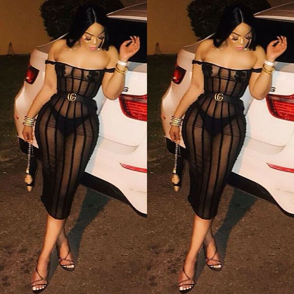 women summer off shoulder mesh sheer see-through bodycon dresses ladies evening party clubwear midi dress, Black;gray
women summer off shoulder mesh sheer see-through bodycon dresses ladies evening party clubwear midi dress, Black;gray