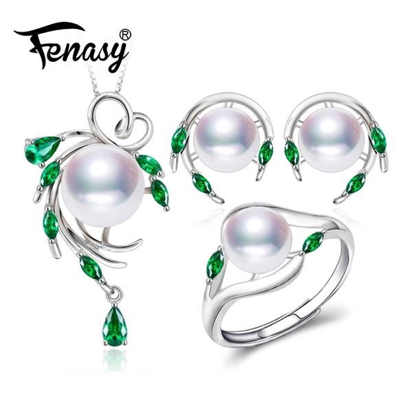 fenasy 925 sterling silver natural pearl emerald jewelry sets leaf earrings necklace pendant engagement ring sets for women, Black
fenasy 925 sterling silver natural pearl emerald jewelry sets leaf earrings necklace pendant engagement ring sets for women, Black